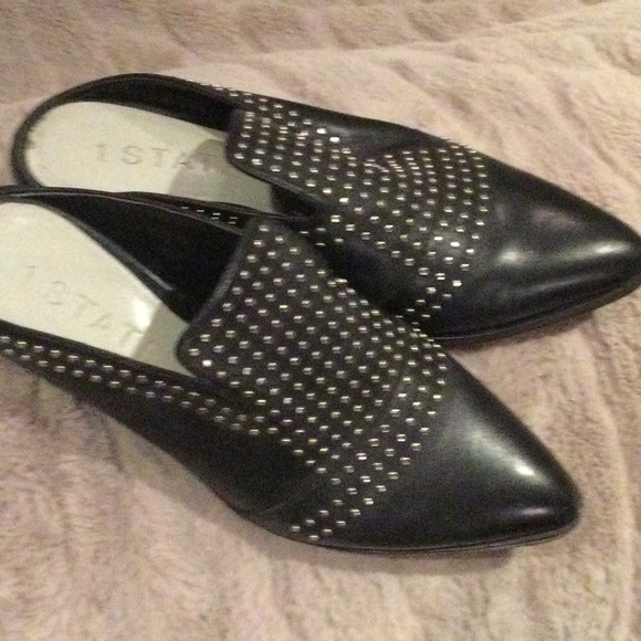 1.State studded cowboy western style black mules in 37.5 or 7 trendy - Picture 2 of 7